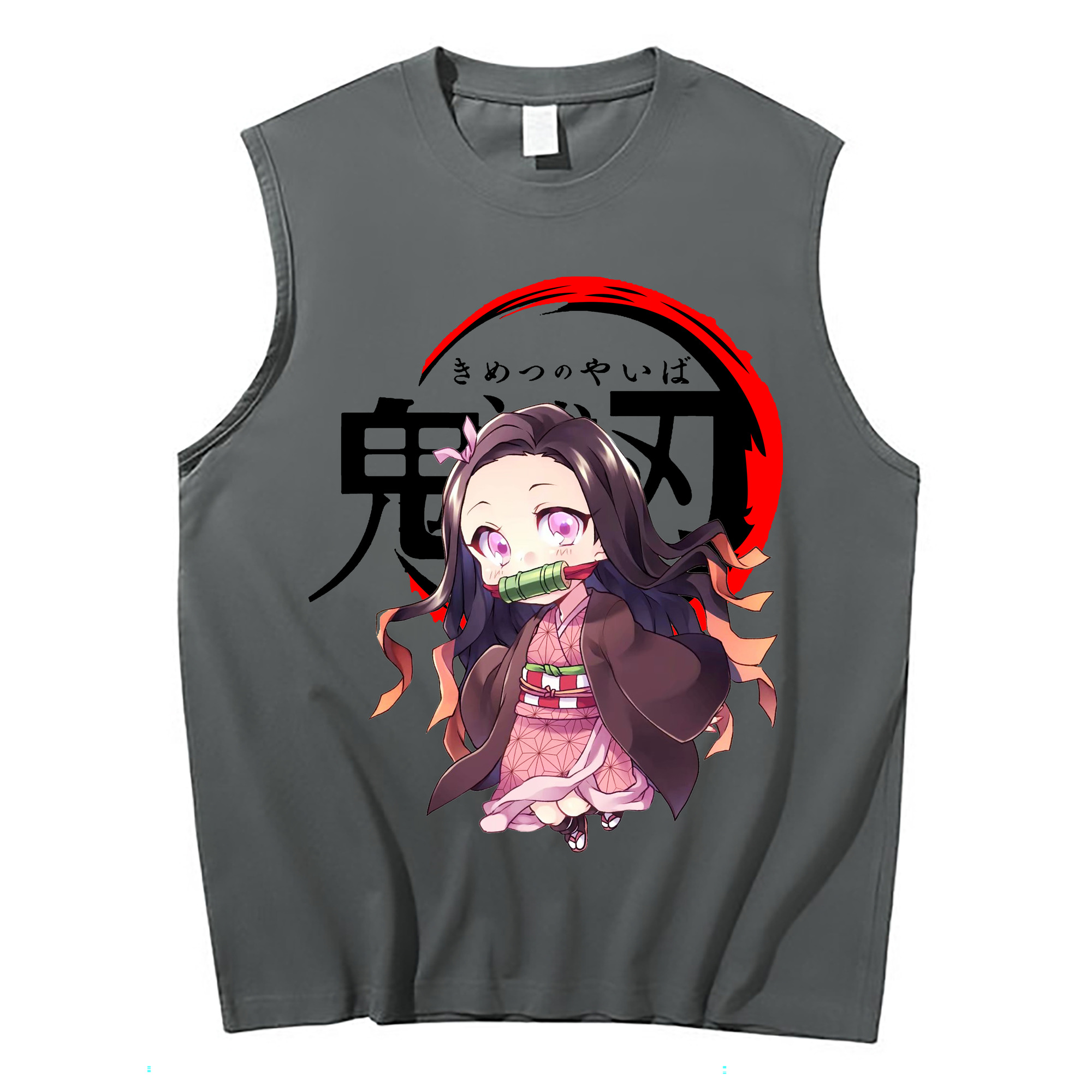 （画像用） 鬼滅の刃（きめつのやいば）竈門 禰󠄀豆子／かまど ねずこ Kamado Nezuko コットン100％タンクトップ（フロントプリント）